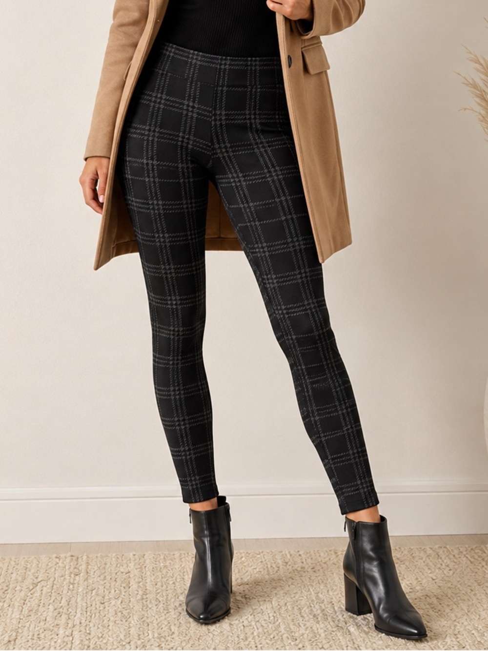 Sanctuary x Anthropologie XS Black Gray Plaid Pull On Leggings Pants